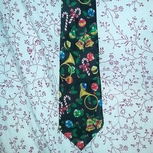 Addiction Christmas Candy Canes Bells Horns Tie